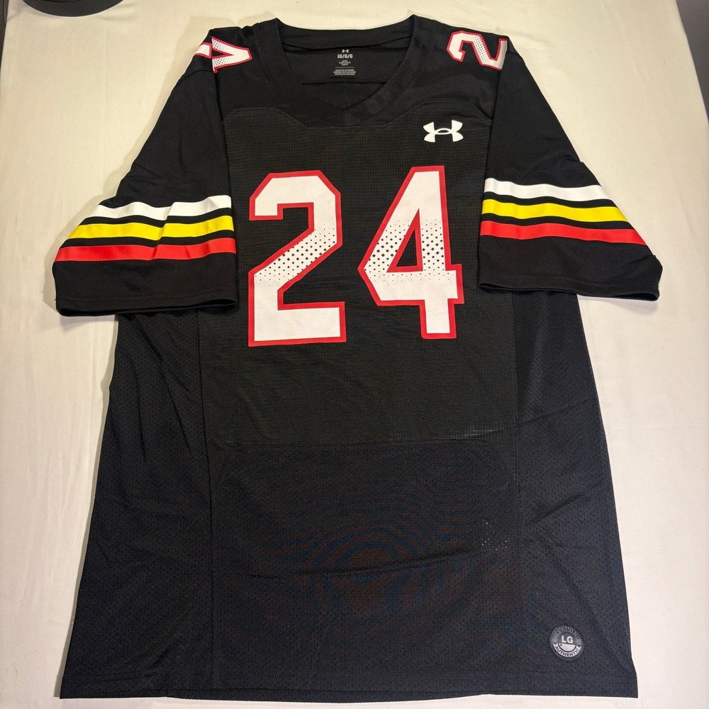 Under Armour Maryland Terrapins Roman Hemby 24 Football Jersey Black Mens Large
